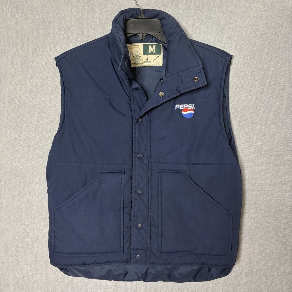 Vintage Pepsi Cola Quilted Utility Work Mechanic Delivery Vest Fridge Prof MED